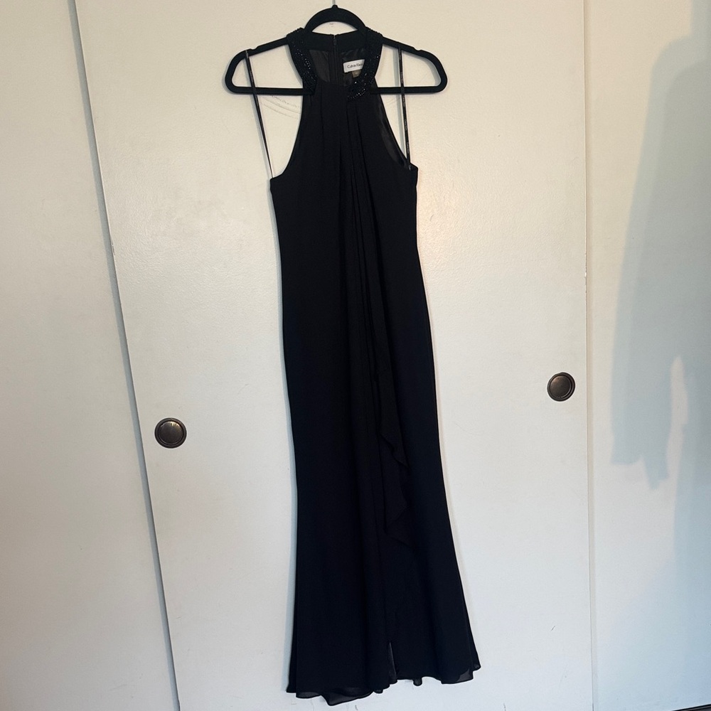 Calvin Klein Women’s Beaded-Neck Halter Gown
